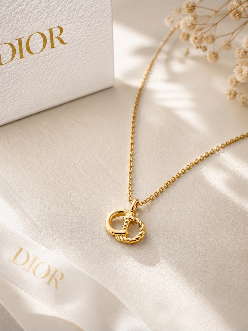 Christian Dior CD Interlocking Pendant Necklace – Authentic